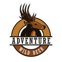 aventure badge avec cerf mascotte vecteur