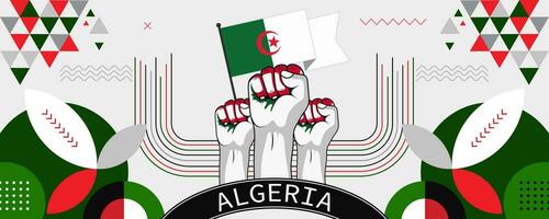 Algérie nationale ou indépendance journée bannière abstrait fête géométrique décoration conception graphique art la toile arrière-plan, drapeau vecteur illustration