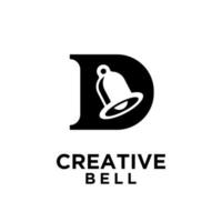 Bell avec la lettre initiale d vector illustration design icône logo noir