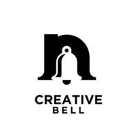 Bell avec la lettre initiale n vector illustration design icône logo noir