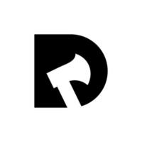 lettre majuscule d avec hache initiale logo noir modèle concept design illustration vectorielle fond isolé vecteur