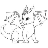 peu mignonne dessin animé dragon. vecteur illustration. noir et blanc illustration pour une coloration livre