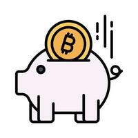 bitcoin avec porcin banque montrant bitcoin dépôt concept vecteur conception