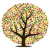 l'automne arbre avec jaune, orange, marron et vert feuilles. vecteur illustration