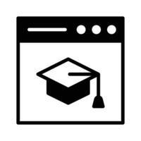 l'obtention du diplôme chapeau à l'intérieur ordinateur montrant concept icône de en ligne apprentissage, en ligne livre vecteur