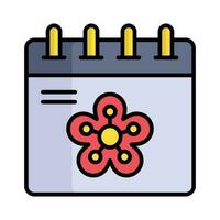 fleur sur calendrier dénotant concept vecteur de printemps calendrier dans modifiable style