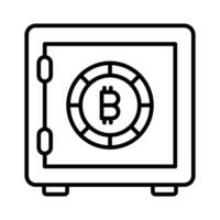 branché icône de bitcoin sûr, crypto voûte vecteur conception