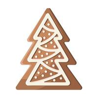 pain d'épice biscuits. hiver fait maison sucré dans forme de Noël arbre. dessin animé vecteur illustration