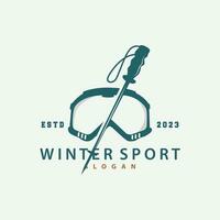 ski sport logo, hiver neige des sports conception rétro ancien vecteur illustration