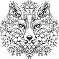 Renard mandala adulte coloration page vecteur