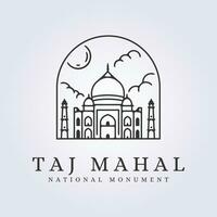 badge de taj mahal point de repère nationale parc vecteur icône symbole logo illustration conception