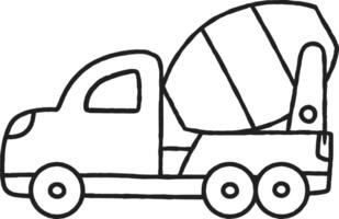 contour jouet voiture dessin animé illustration construction véhicule grue un camion vecteur