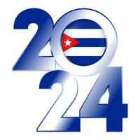 content Nouveau année 2024 bannière avec Cuba drapeau à l'intérieur. vecteur illustration.