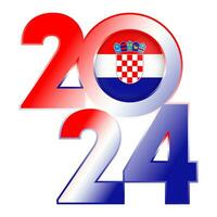 content Nouveau année 2024 bannière avec Croatie drapeau à l'intérieur. vecteur illustration.