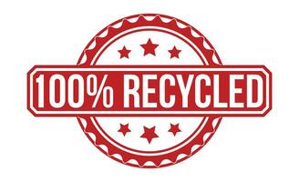 100 pourcentage recyclé grunge caoutchouc timbre sur blanc Contexte. 100 pourcentage recyclé caoutchouc timbre. vecteur