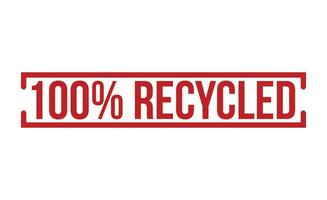 100 pourcentage recyclé grunge caoutchouc timbre sur blanc Contexte. 100 pourcentage recyclé caoutchouc timbre. vecteur