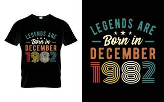 41e anniversaire légendes sont née dans décembre 1982 content anniversaire cadeau T-shirt vecteur