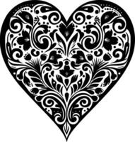 cœur - noir et blanc isolé icône - vecteur illustration