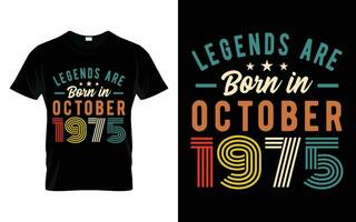 48ème anniversaire légendes sont née dans octobre 1975 content anniversaire cadeau T-shirt vecteur