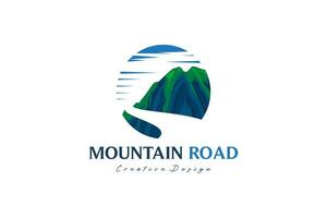 magnifique Montagne et enroulement route logo conception vecteur