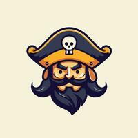 pirate capitaine tête avec barbe et moustaches. vecteur illustration.