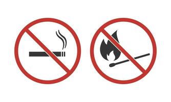 non fumeur, non ouvert Feu informationnel panneaux. Arrêtez utilisation cigarette, rencontre symboles. vecteur