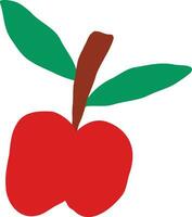 illustration de rouge Pomme avec vert feuilles. illustration dans griffonnage style vecteur