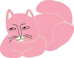 bande dessinée rose chat avec charmant affronter. main tiré dessin animé bande dessinée illustration vecteur