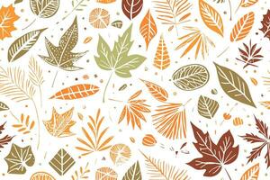 abstrait coloré l'automne dessiné à la main feuilles texture modèle griffonnage vecteur illustration