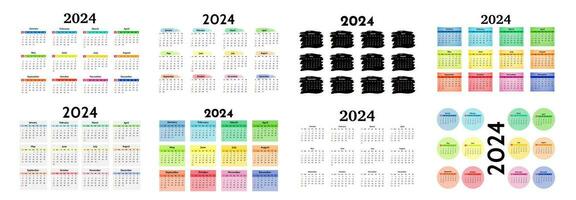 calendrier pour 2024 isolé sur une blanc Contexte vecteur