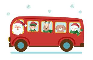Noël autobus avec animaux vecteur