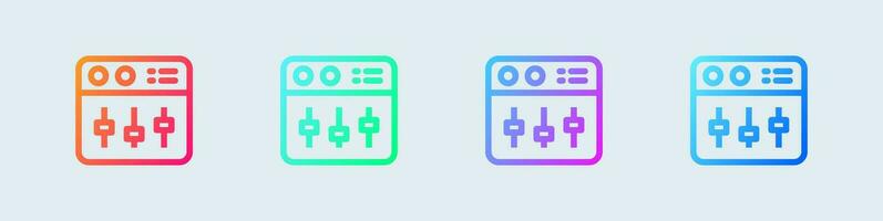 égaliseur ligne icône dans pente couleurs. la fréquence panneaux vecteur illustration.