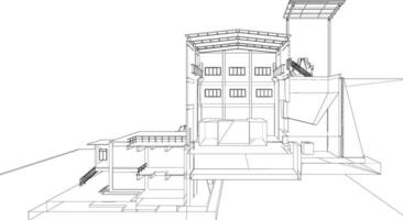 3d illustration de industriel bâtiment vecteur