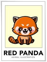 illustration de panda rouge mignon vecteur