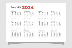 2024 calendrier modèle dans minimaliste style vecteur