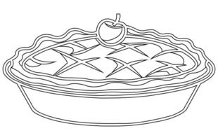 Pomme tarte contour icône, main tiré vecteur contour de Pomme tarte.