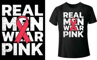 réel Hommes porter rose T-shirt conception pour Sein cancer vecteur