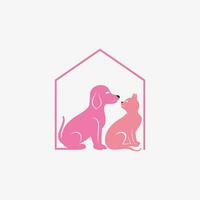 animal de compagnie maison logo conception avec chien chat icône logo et Créatif élément concept vecteur