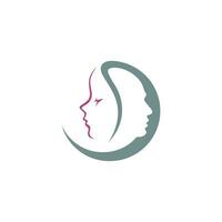 deux visage logo cosmétique avec rose et gris Couleur vecteur