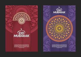 conception de flyers de modèle de mandala eid mubarak vecteur