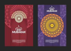 conception de flyers de modèle de mandala eid mubarak vecteur