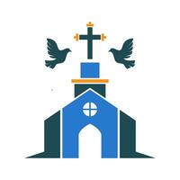 église logo icône conception vecteur