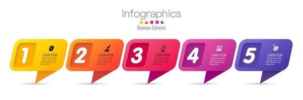 conception d'infographie et icônes avec 5 étapes vecteur