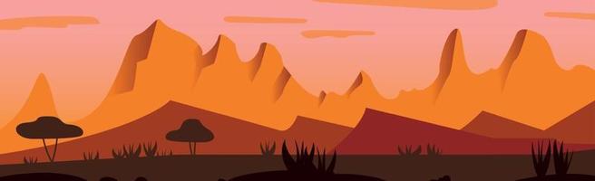 paysage panoramique désert chaud et ensoleillé de la savane - vecteur