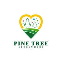 pin arbre avec l'amour logo conception vecteur. Créatif pin arbre logo concepts modèle vecteur