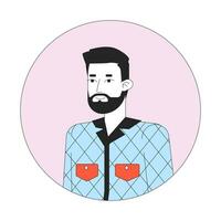 barbu caucasien homme permanent 2d ligne vecteur avatar illustration. adulte européen gars détendu posant contour dessin animé personnage affronter. Bureau ouvrier décontractée vêtements plat Couleur utilisateur profil image isolé