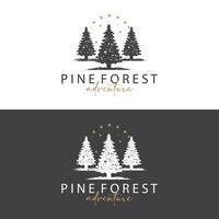 forêt logo, vecteur forêt bois avec pin des arbres, conception inspirant badge étiquette illustration