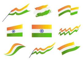 Indien drapeau vecteur ensemble isolé sur blanc Contexte