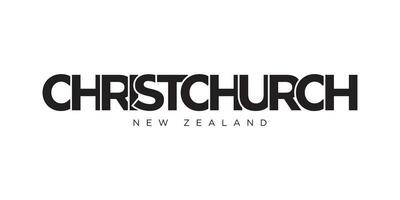 christchurch dans le Nouveau zélande emblème. le conception Caractéristiques une géométrique style, vecteur illustration avec audacieux typographie dans une moderne Police de caractère. le graphique slogan caractères.