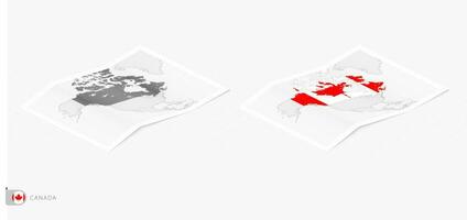 ensemble de deux réaliste carte de Canada avec ombre. le drapeau et carte de Canada dans isométrique style. vecteur